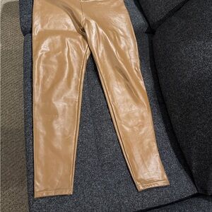 Faux Leather Camel Leggings